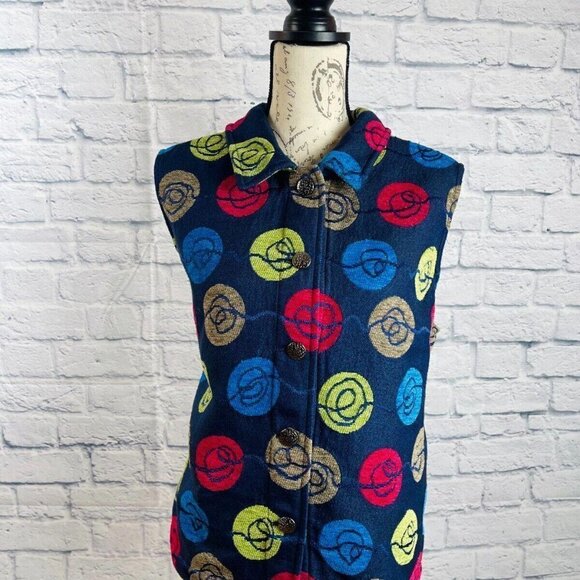 Christopher & Banks Colorful Collared Vest Balls of Yarn Design Size XL - Picture 10 of 10